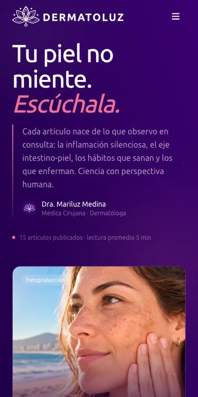 Sitio de Dermatoluz en celular