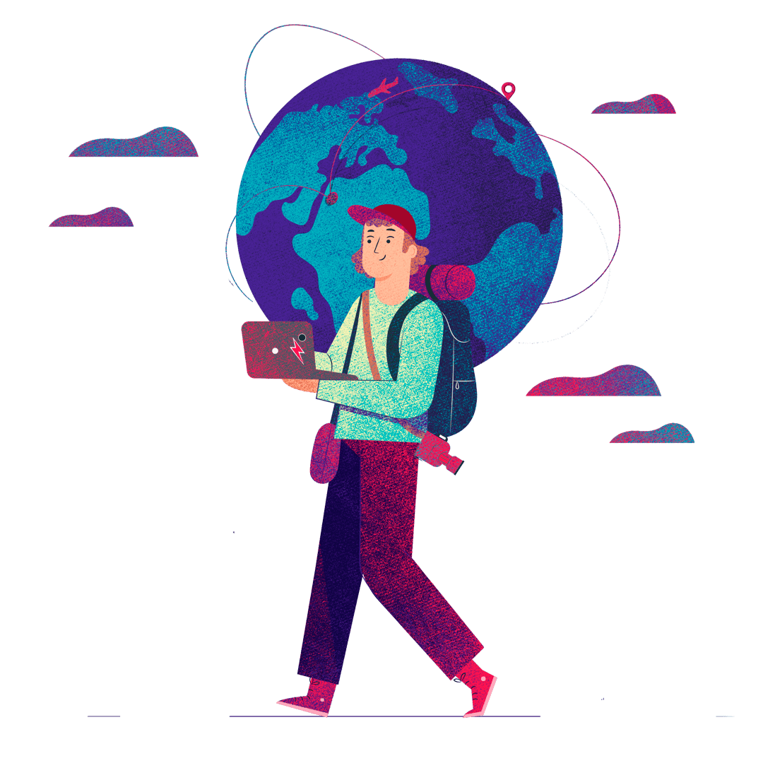 Una persona trabajando en su notebook, conectada con el mundo